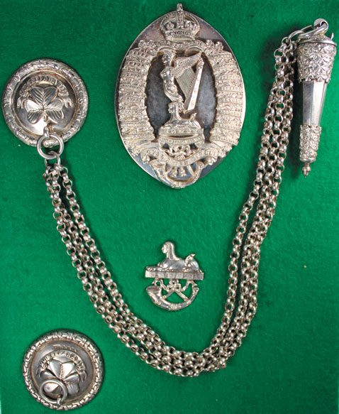 1908: Royal Irish Rifles pouch belt badge, whistle and belt plate at Whyte's Auctions