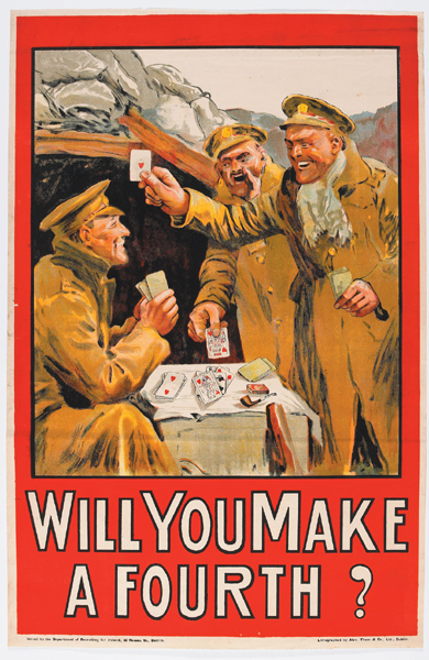 1914-18: First World War Irish recruiting poster "Will you make a fourth?" at Whyte's Auctions