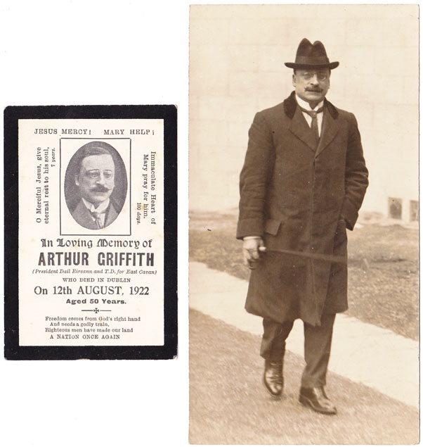 1922: Arthur Griffith memorial card and photograph at Whyte's Auctions