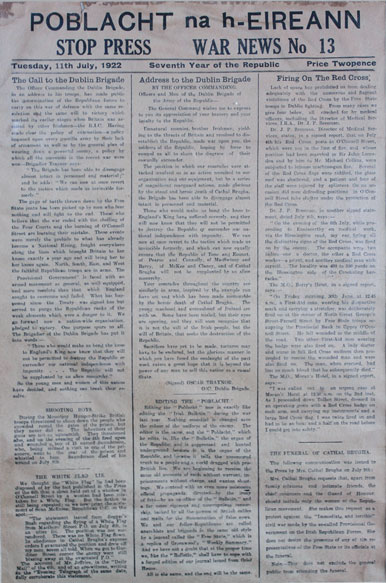 1922: Poblacht na h-Eireann War News number 13 framed at Whyte's Auctions