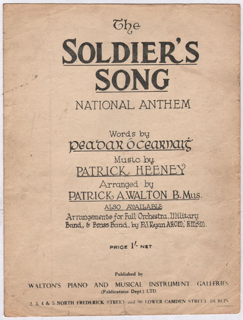circa 1926: The Soldier's Song early printed edition of the national anthem at Whyte's Auctions