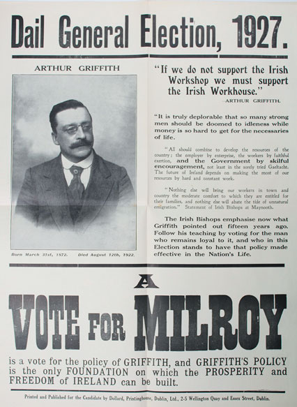 1927: Sen Milroy, Dail General Election poster at Whyte's Auctions