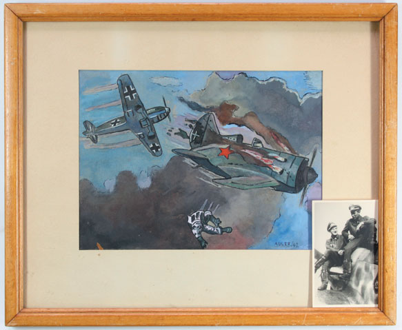 1939-45: Luftwaffe combat scene watercolour at Whyte's Auctions