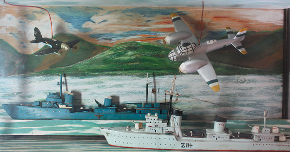 1939-46: Emergency period Irish Air Corps, Naval Service and German Wehrmacht wooden model display at Whyte's Auctions