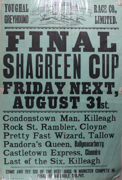 1951 (31 August) Youghal Greyhound Race Co. Shagreen Cup poster at Whyte's Auctions