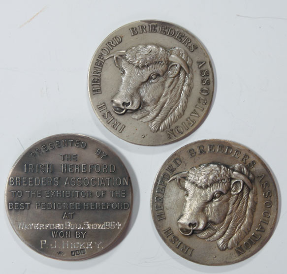 1954-64: Irish Hereford Breeders Association silver award medals at Whyte's Auctions
