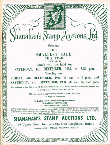 1956-59: Shanahan's Stamp Auctions Scandal at Whyte's Auctions