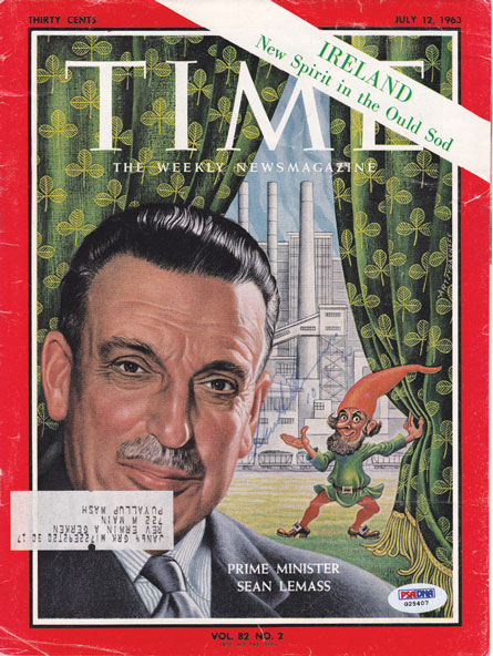 1963 (12 July) Signed Sean Lemass issue of Time magazine at Whyte's Auctions