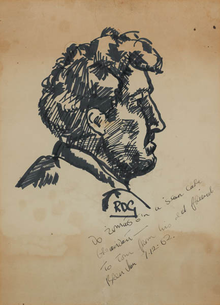 1962 (7 December) Brendan Behan signed portrait at Whyte's Auctions