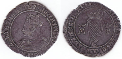 Mary (1553-1554) silver shilling. at Whyte's Auctions