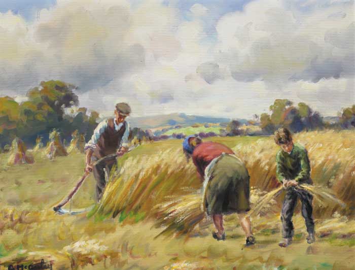HARVESTING IN THE GLENS, 1977 by Charles J. McAuley RUA ARSA (1910-1999) at Whyte's Auctions