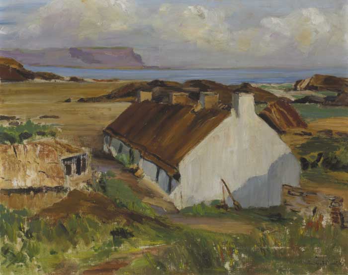 ROW OF COTTAGES ON THE ANTRIM COAST by Maurice Canning Wilks RUA ARHA (1910-1984) at Whyte's Auctions