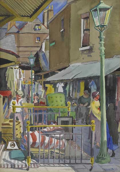 ANGLESEA MARKET [OFF MOORE STREET] 1933 by Harry Kernoff RHA (1900-1974) at Whyte's Auctions