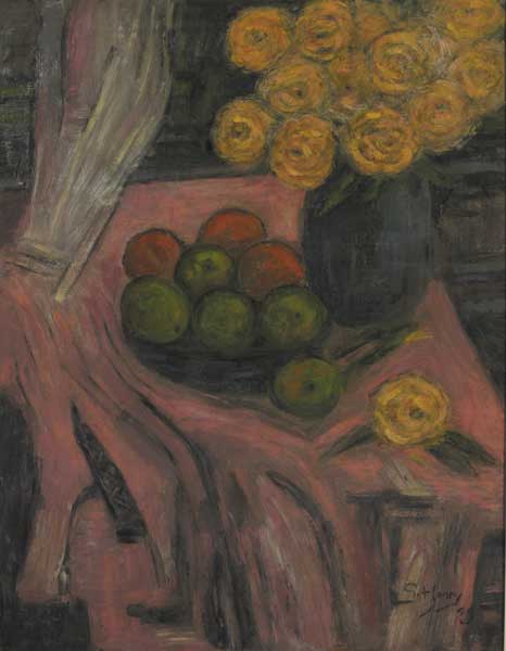 APPLES, ORANGES AND MARIGOLDS, 1949 by Grace Henry HRHA (1868-1953) at Whyte's Auctions