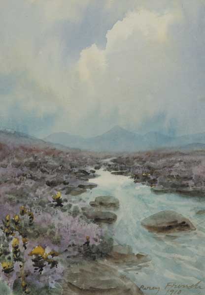 BROOK BEFORE MOUNTAINS OF MOURNE, 1910 by William Percy French (1854-1920) at Whyte's Auctions