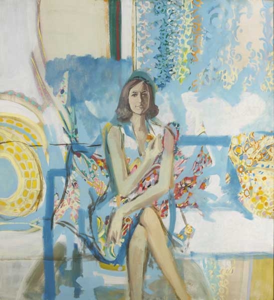 YOUNG WOMAN SEATED IN FLORAL PATTERNED SURROUNDINGS by Eric Patton RHA (1925-2004) at Whyte's Auctions