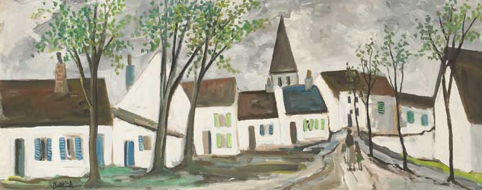 WHITE-WASHED VILLAGE WITH MOTHER AND CHILD by Markey Robinson (1918-1999) (1918-1999) at Whyte's Auctions