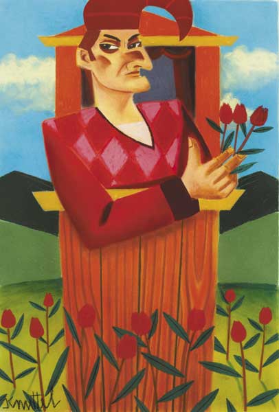 MR PUNCH WITH RED TULIPS by Graham Knuttel (b.1954) (b.1954) at Whyte's Auctions