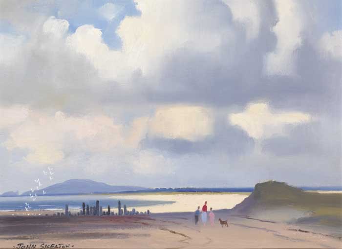 FIGURES AND DOG ON A BEACH by John Skelton (1923-2009) at Whyte's Auctions