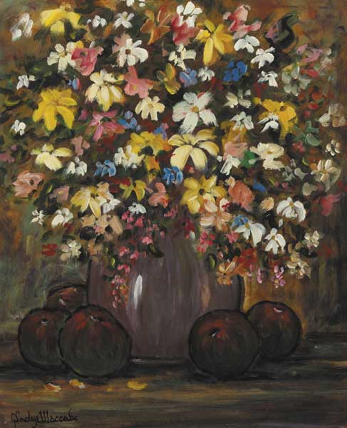 VASE OF FLOWERS IN FULL BLOOM by Gladys Maccabe MBE HRUA ROI FRSA (1918-2018) MBE HRUA ROI FRSA (1918-2018) at Whyte's Auctions