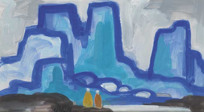 SHAWLIES BEFORE A MOUNTAIN by Markey Robinson (1918-1999) (1918-1999) at Whyte's Auctions