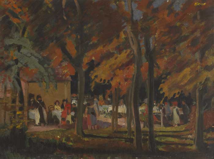 FIGURES DINING IN AN OUTDOOR CAFE, PARIS, c.1931 by Harry Kernoff sold for 3,000 at Whyte's Auctions