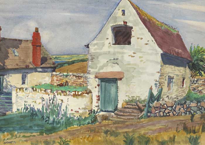 OLD-BARN ON FOYNES ISLAND, LIMERICK, EIRE, 1930 by Harry Kernoff sold for 2,700 at Whyte's Auctions