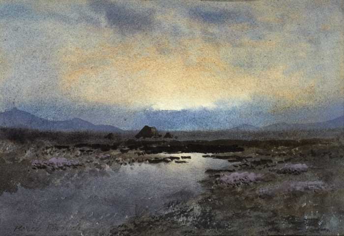 BOG RIVER WITH TURF STACK IN THE DISTANCE by William Percy French (1854-1920) at Whyte's Auctions