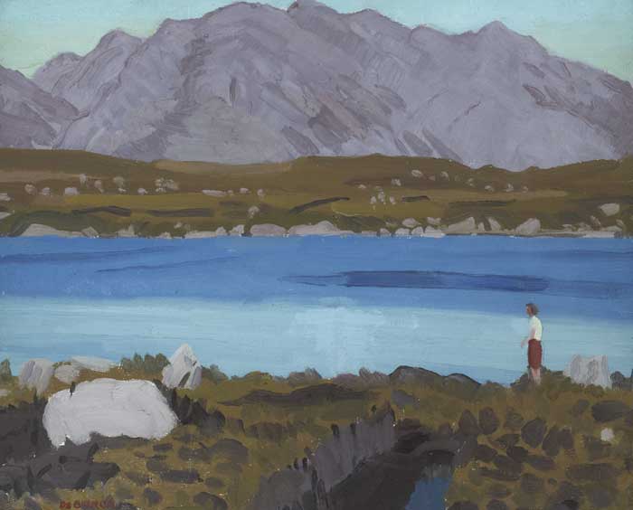 FIGURE BY A LAKE WITH MOUNTAIN BEYOND by Michel de Burca RHA (1913-1985) at Whyte's Auctions