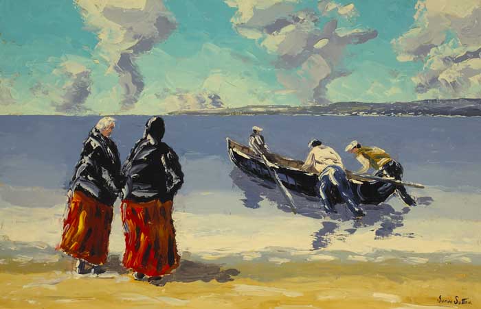 SHAWLIES AND CURRAGHMEN, ARAN MOR, COUNTY GALWAY by Ivan Sutton (b.1944) at Whyte's Auctions