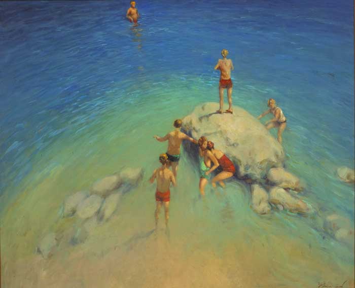 YOUNG SWIMMERS, WHITEROCK, DALKEY by Ken Moroney (b.1949) at Whyte's Auctions