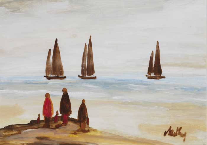 WATCHING THE FISHING BOATS I by Markey Robinson (1918-1999) at Whyte's Auctions