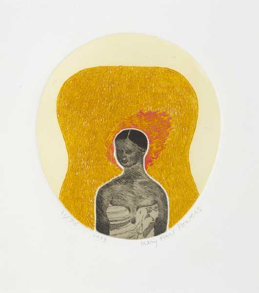 POLYNESIAN WOMAN AGAINST A YELLOW BACKGROUND, 1973 by Mary Farl Powers sold for �150 at Whyte's Auctions
