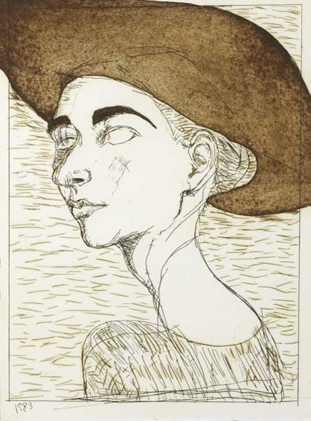 PORTRAIT OF JAY WITH A BASQUE HAT, 1983 by Brian Bourke HRHA (b.1936) at Whyte's Auctions