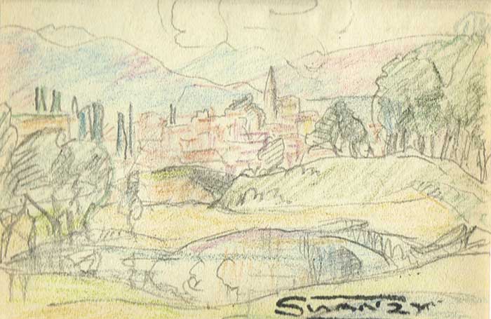 CONTINENTAL LANDSCAPE WITH VILLAGE by Mary Swanzy HRHA (1882-1978) HRHA (1882-1978) at Whyte's Auctions