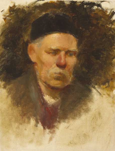 PORTRAIT OF A MAN WITH BLACK HAT AND WHITE MOUSTACHE by Mainie Jellett (1897-1944) (1897-1944) at Whyte's Auctions