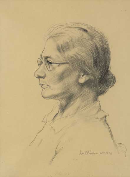 PORTRAIT OF A WOMAN WEARING SPECTACLES, 1943 by Seán O'Sullivan RHA (1906-1964) RHA (1906-1964) at Whyte's Auctions