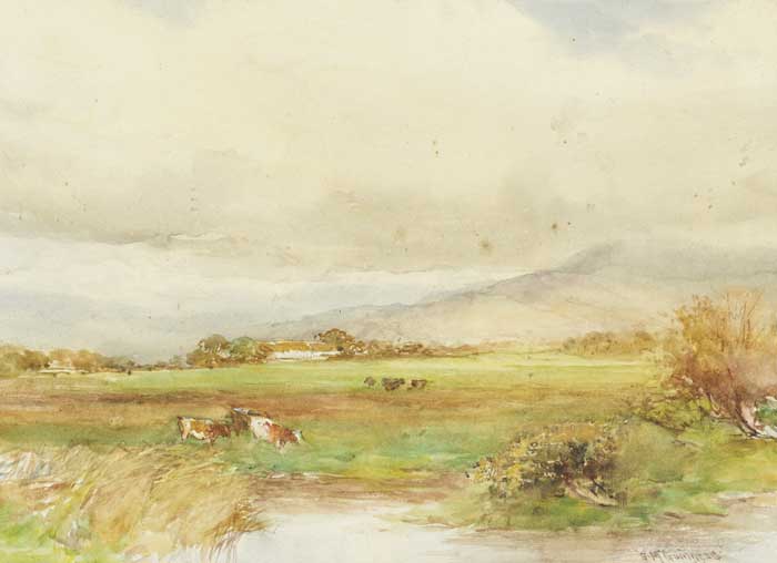 LANDSCAPE WITH COTTAGES AND CATTLE by William Bingham McGuinness RHA (1849-1928) RHA (1849-1928) at Whyte's Auctions