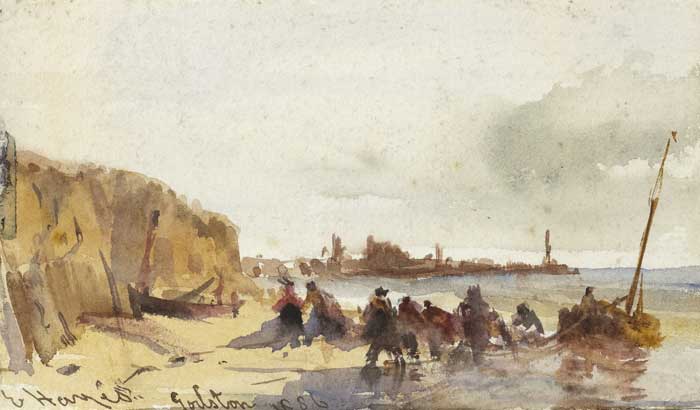 GORLESTON FISHING BOATS, 1886 by Edwin Hayes RHA RI ROI (1819-1904) at Whyte's Auctions