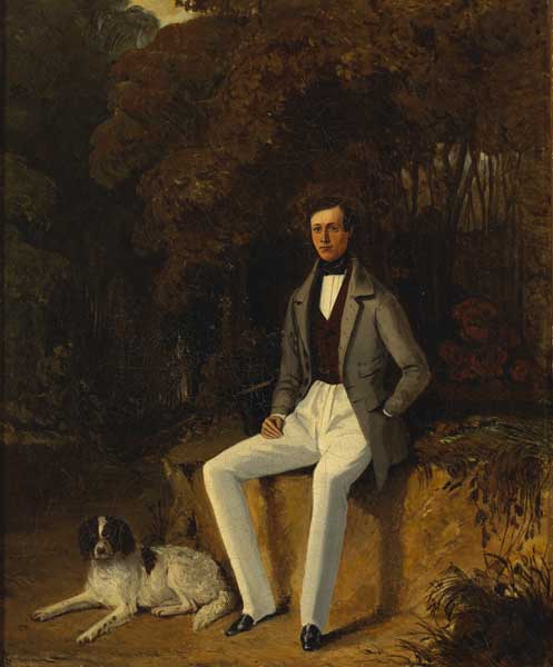 PORTRAIT OF A SEATED MAN (POSSIBLY THOMAS A. EMMET) WITH A DOG at Whyte's Auctions