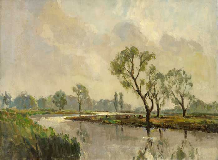 RIVER LANDSCAPE WITH GRAZING CATTLE by William Jackson (fl.1886-1954) at Whyte's Auctions