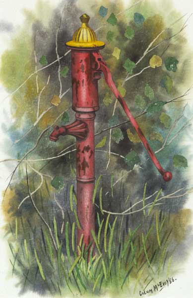 OLD PUMP, ASHBOURNE, 1986 by Colum McEvoy (b.1955) at Whyte's Auctions