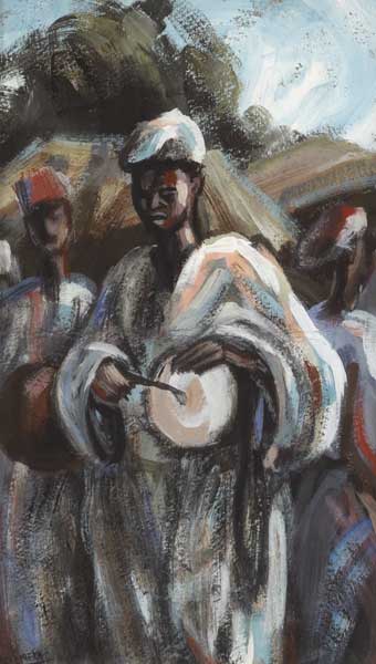 THREE AFRICAN MUSCIANS by Rex Emerka sold for 200 at Whyte's Auctions