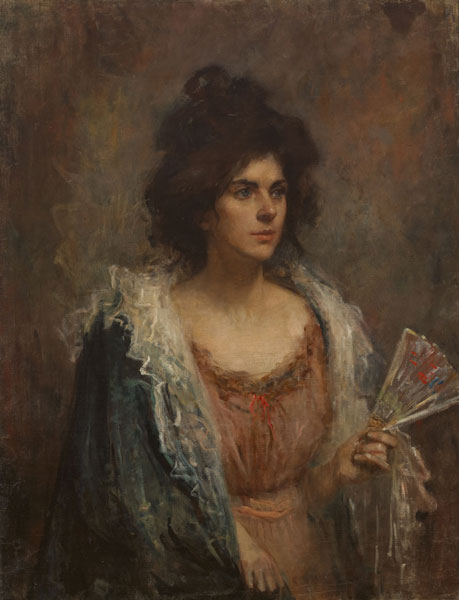WOMAN WITH FAN by Sarah Henrietta Purser HRHA (1848-1943) at Whyte's Auctions