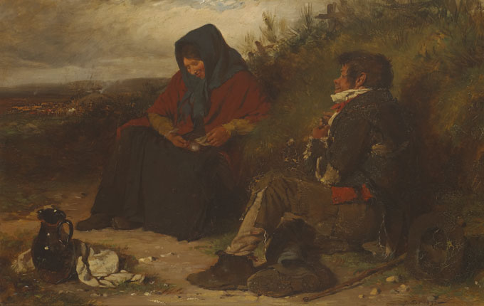 COUPLE RESTING BY A GRASSEY KNOLL, 1852 by Erskine Nicol ARA RSA (1825-1904) at Whyte's Auctions
