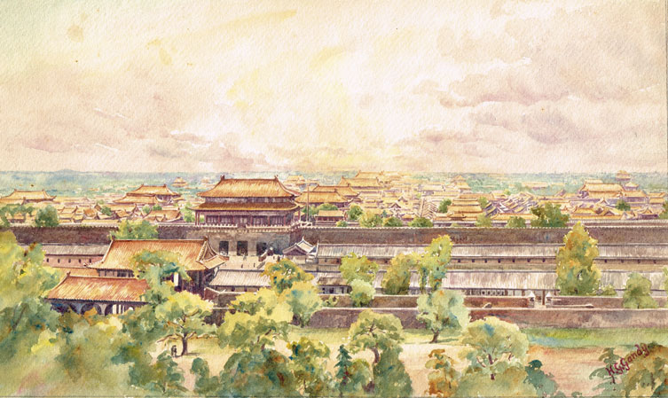 THE FORBIDDEN CITY, PEKING (BEIJING), FROM COAL HILL by Henry George Gandy sold for �1,400 at Whyte's Auctions