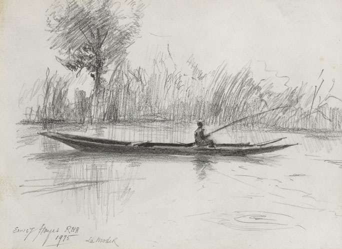LA MODER (FISHERMAN ON A RIVER), 1975 and STUDY FOR "FRINGE OF THE MEADOW", 1976 (A PAIR) by Ernest Columba Hayes RHA (1914-1978) at Whyte's Auctions