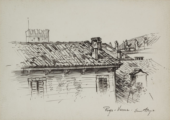 ROOFS, VERONA, 1968 by Ernest Columba Hayes RHA (1914-1978) at Whyte's Auctions