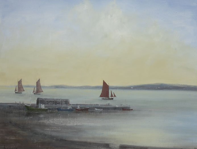 START OF THE GALWAY HOOKERS RACE, KILRONAN PIER, 1991 by Peter Pearson sold for �660 at Whyte's Auctions