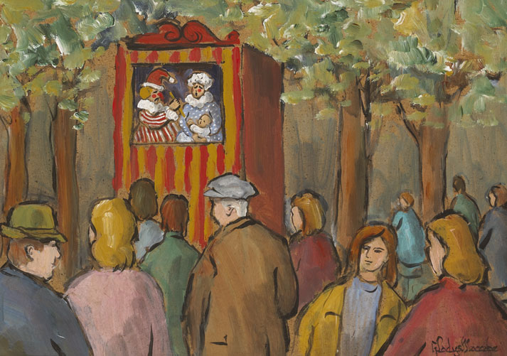 PUNCH AND JUDY IN THE PARK by Gladys Maccabe MBE HRUA ROI FRSA (1918-2018) at Whyte's Auctions